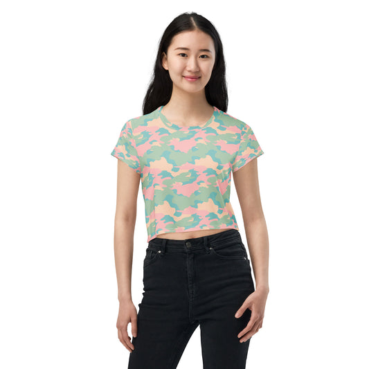 Kawaii Pastel Camo Crop Tee