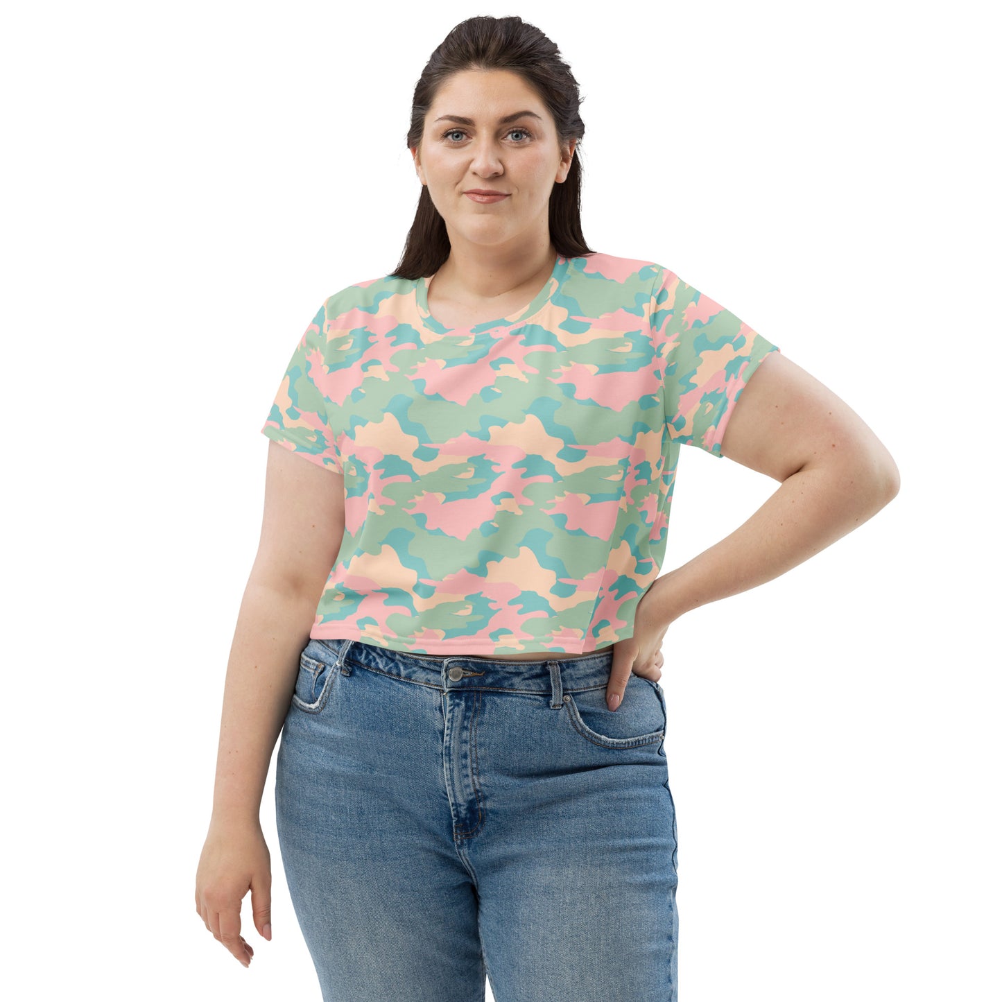 Kawaii Pastel Camo Crop Tee