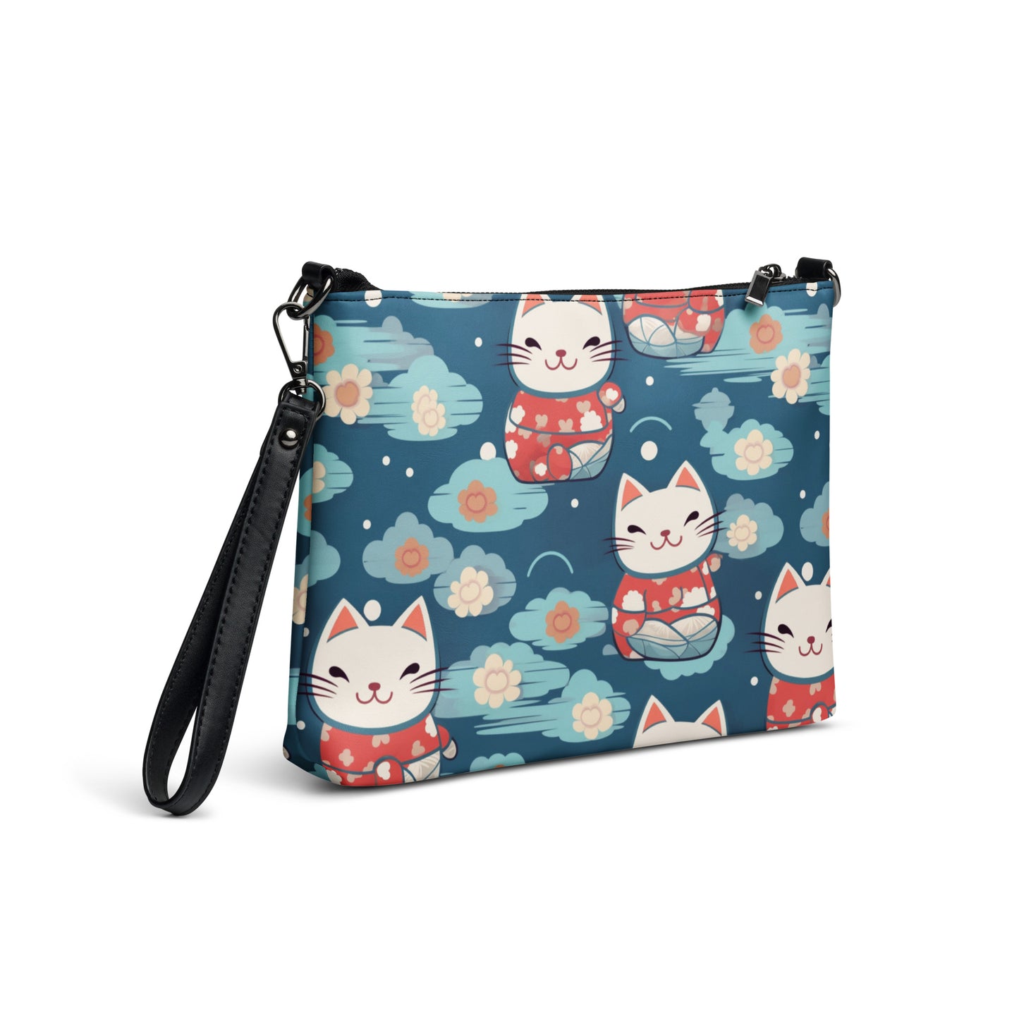 Maneki Neko All over print clutch purse side view