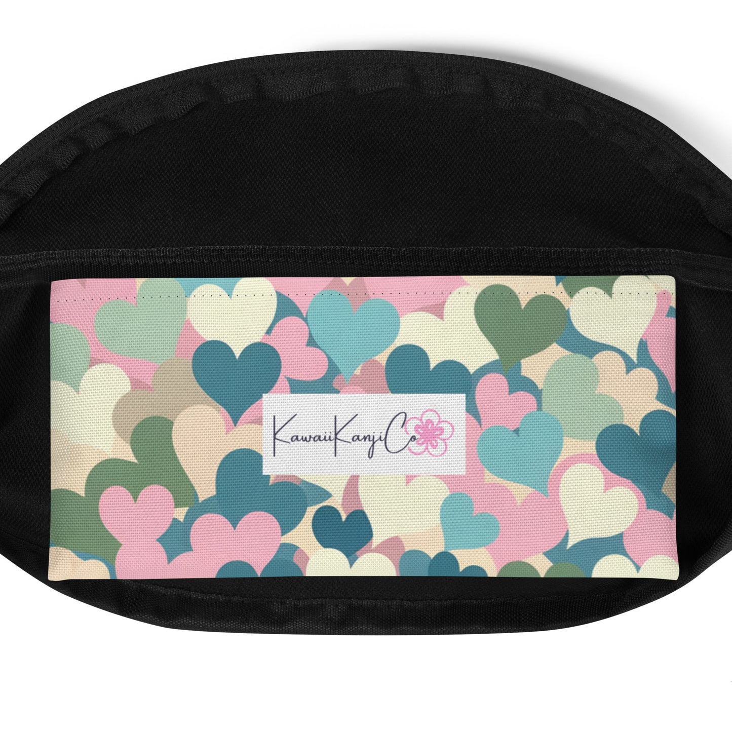 Kawaii Pastel hearts fanny pack inside pocket view