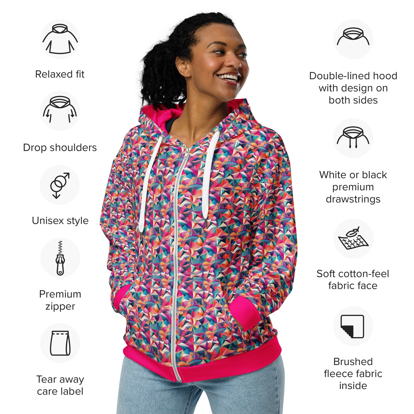 Kaleidoscope Kawaii Zip Hoodie - Streetwear Edition